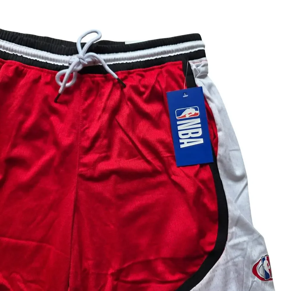 NBA Classic Basketball Shorts Red White Black Size M NWT Polyester